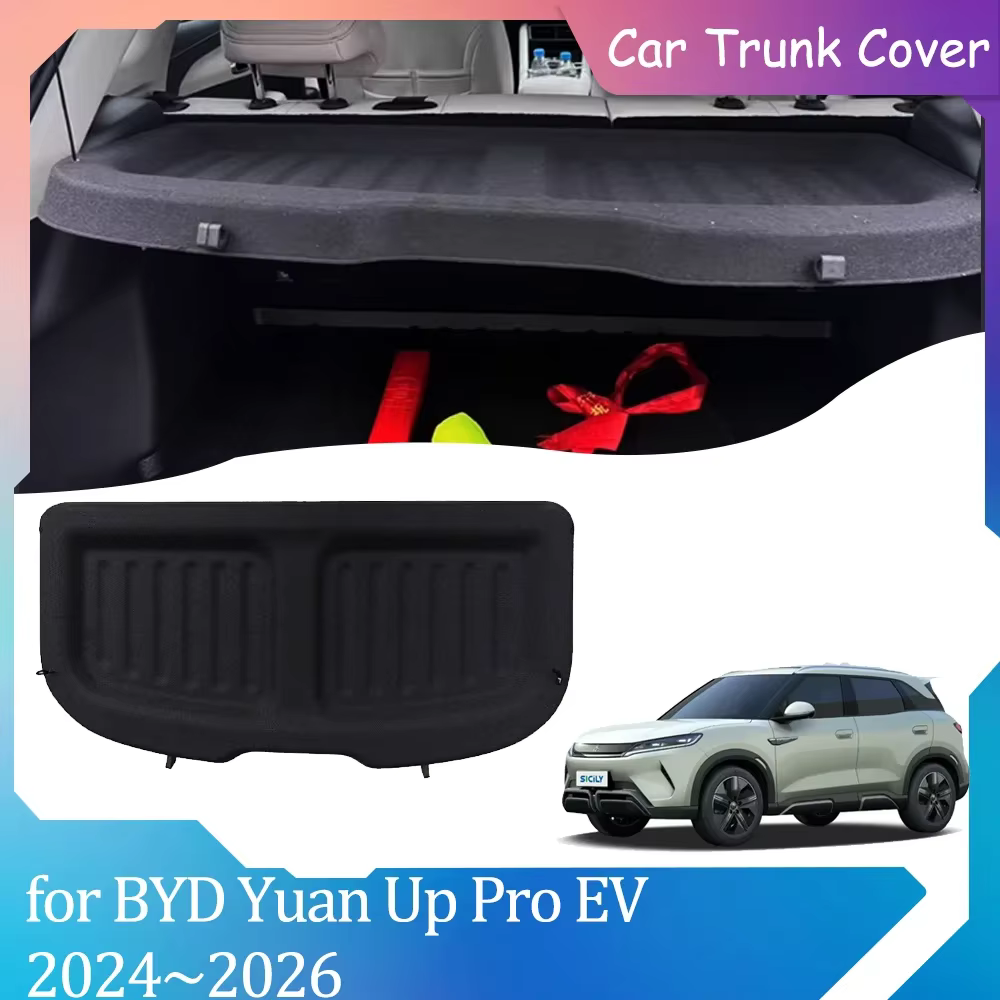 Housses de coffre de voiture pour BYD Yuan Up Atto 2 Pro EV 2024 ~ 2026, rideau de bagages étanche floqué, abri, accessoires de chargement de confidentialité