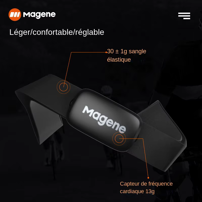 Magene Mover H64 capteur de fréquence cardiaque double Mode ANT Bluetooth avec sangle pectorale ordinateur de cyclisme vélo pour moniteur de sport Wahoo Garmin