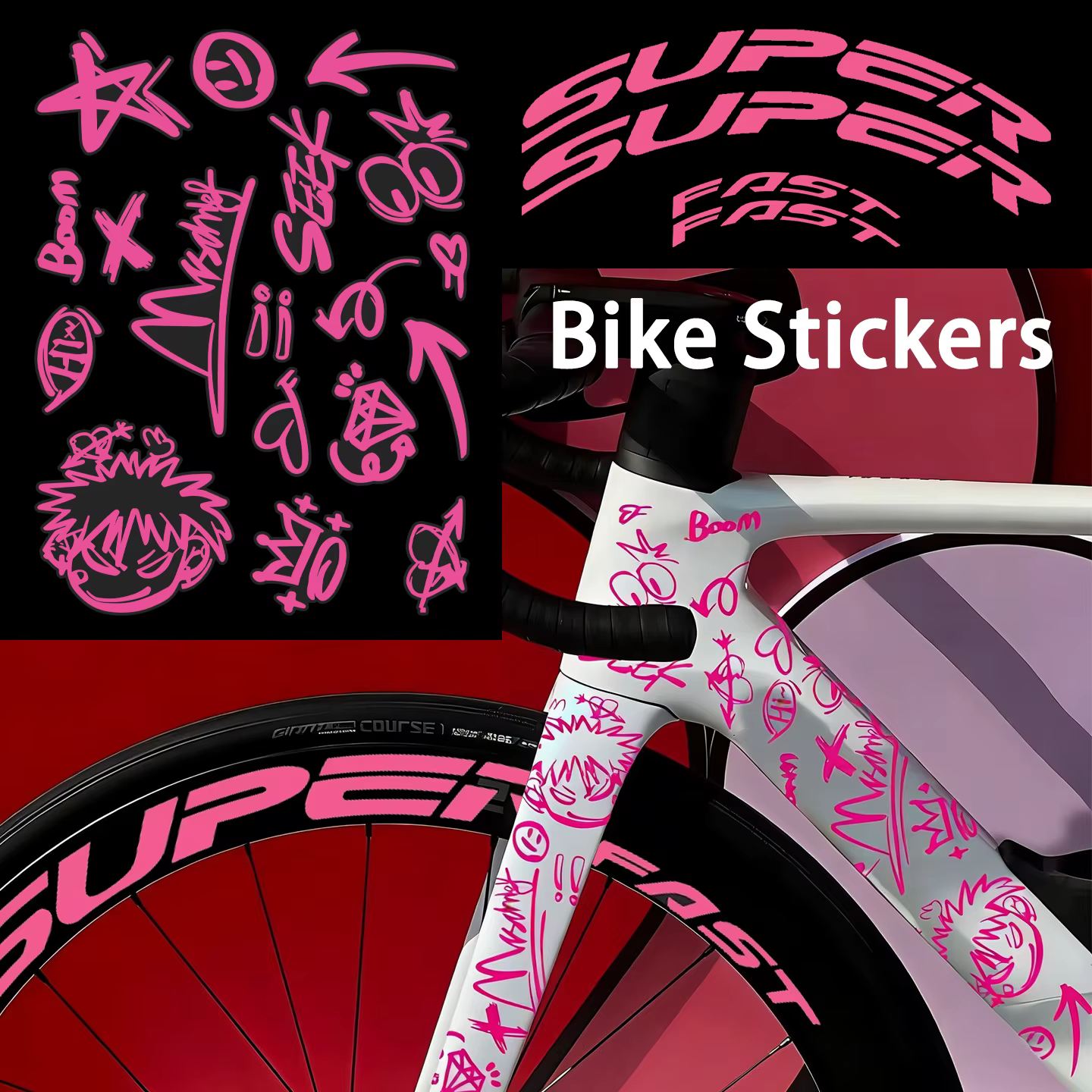 Kit d'autocollants DIY pour vélo – Décoration en vinyle pour cadre