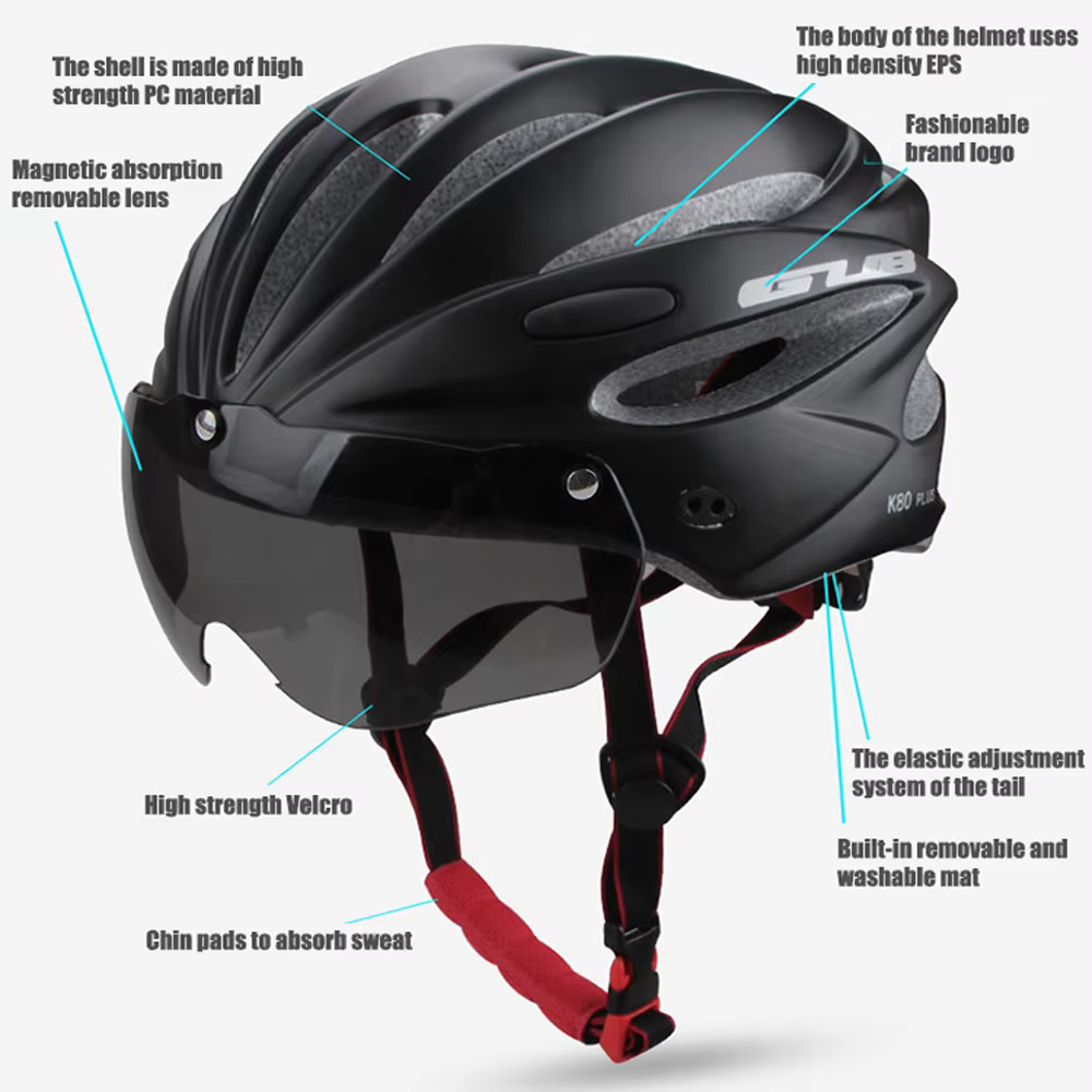 Casque de vélo GUB avec lunettes magnétiques coupe-vent