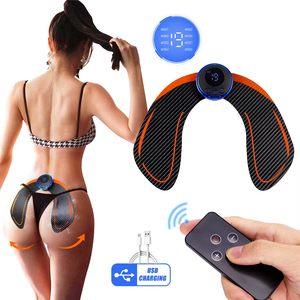 Stimulateur Musculaire EMS pour les Hanches, Masseur Amincissant Sans Fil Rechargeable par USB, Entraîneur Abdominal et de la Taille pour le Fitness