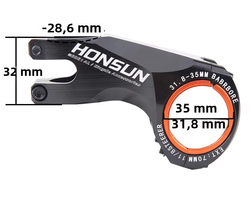 TANKE tige de vélo 31.8-35mm 70mm HONSUN CNC