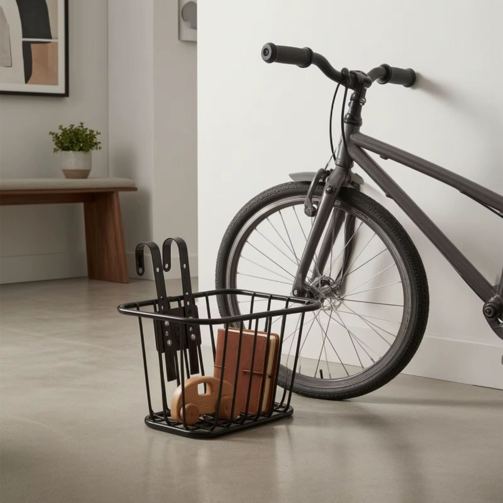 Panier de vélo avec matériel de fixation, panier avant à accrocher, compact et robuste pour enfants, balades en quartier, excursions scolaires