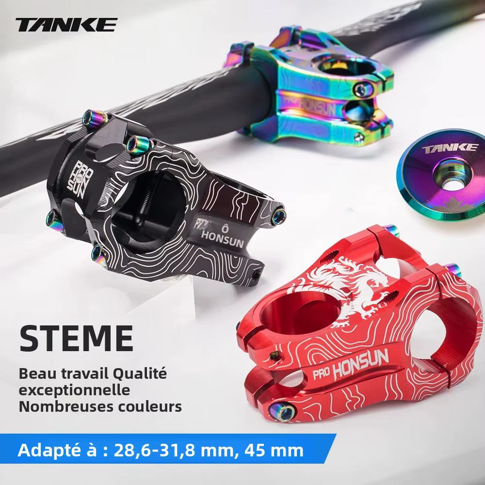 HONSUN vtt VTT tige en alliage d'aluminium ultraléger haute résistance courte 31.8 × 28.6MM CNC