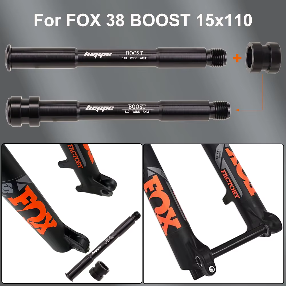 HEPPE vélo 15x100/110 20x110 axe traversant vtt fourche avant à travers l'essieu pour FOX 32/34/36/38/40 fourche avant vélo axe de moyeu de roue avant