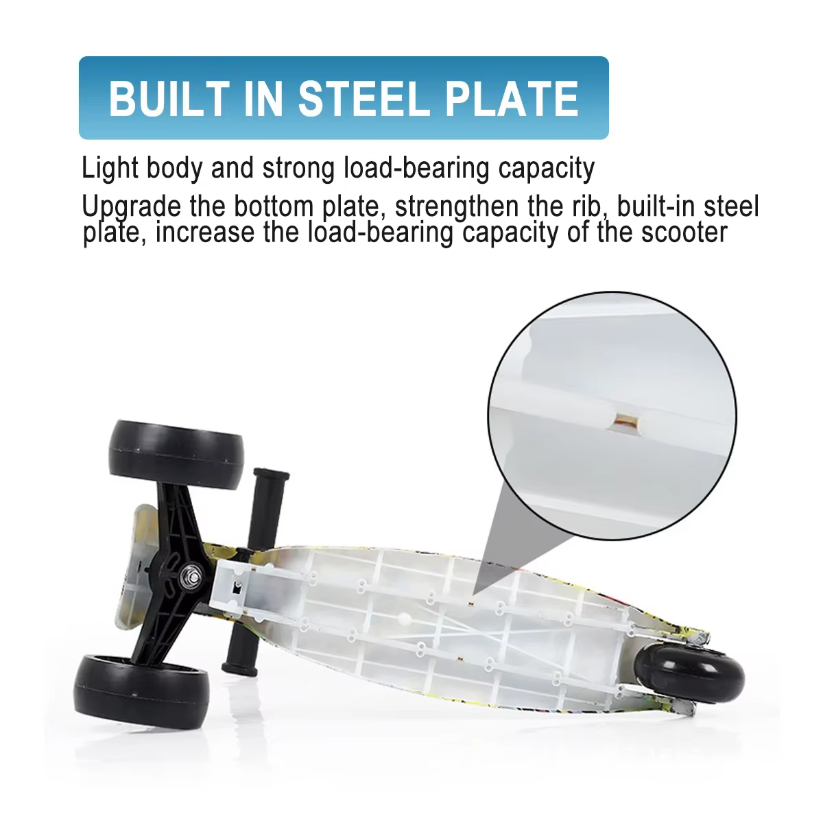 Trottinette Pliante à 3 Roues avec LED pour Enfant, Vélo d'Équilibre Réglable, Planche à Roulettes, Jouet de dehors