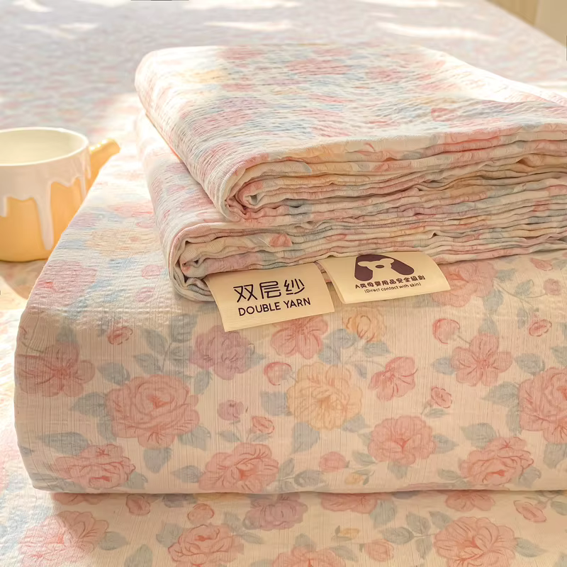 Drap-housse en pur coton double fil, doux et confortable, imprimé floral, protège-matelas de qualité supérieure, respectueux de la peau, drap de lit élastique