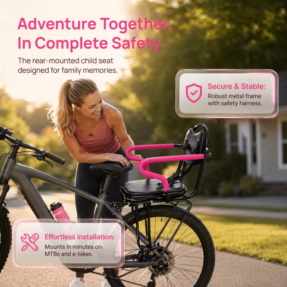 Siège de vélo pour enfant monté à l'arrière Accoudoir facile à installer 