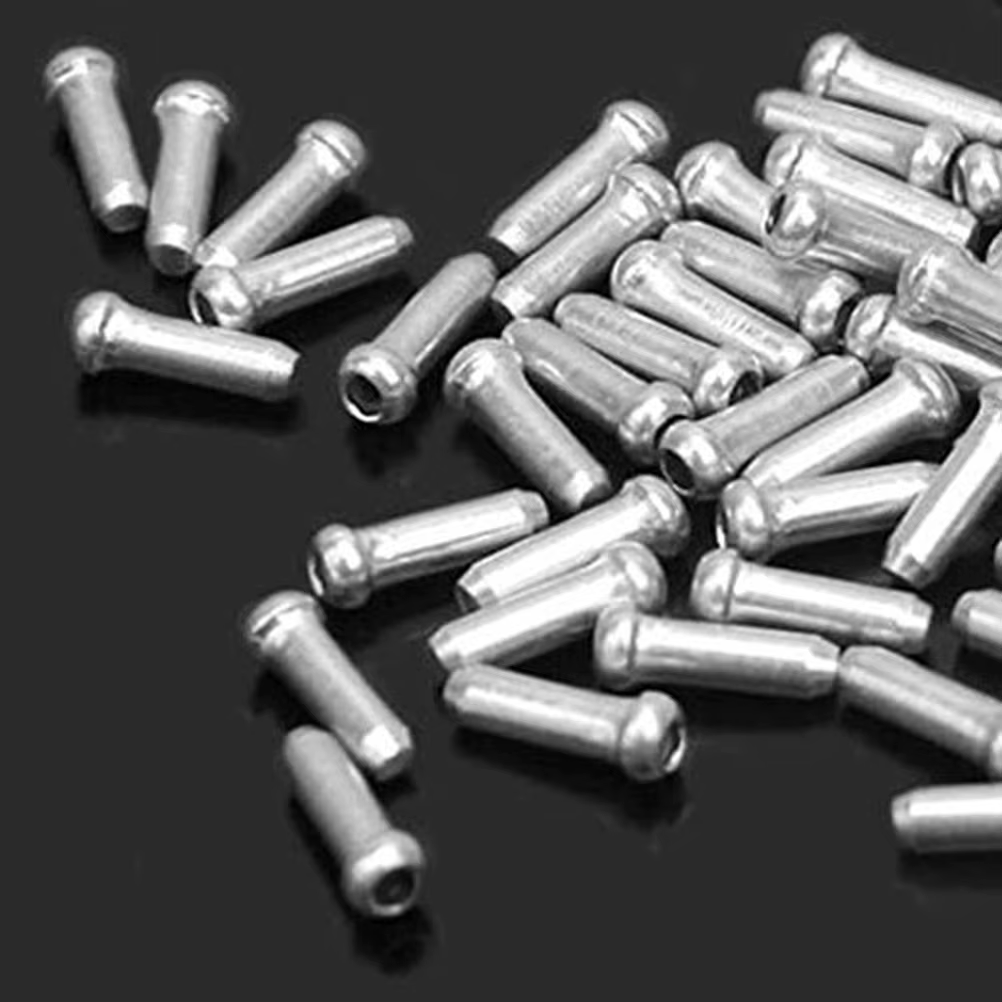 100 embouts de câble de vélo en alliage d'aluminium pour câbles de frein et de vitesses