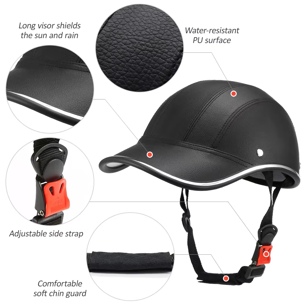 Casque de vélo en cuir ABS avec sangle réglable