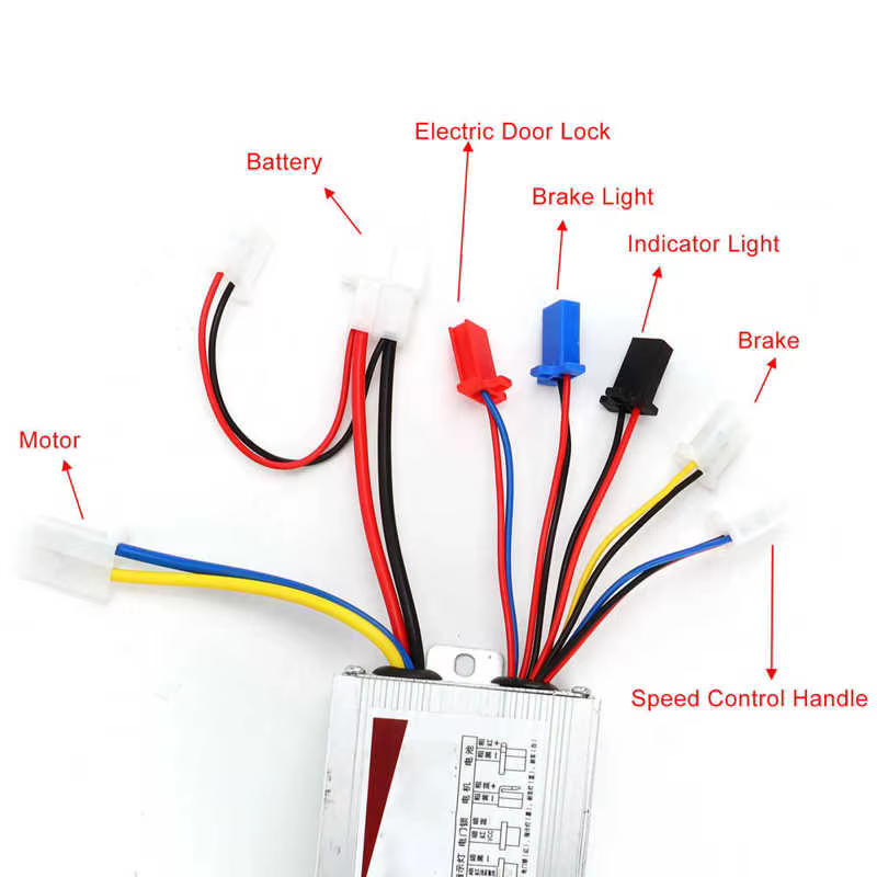 Contrôleur de moteur de vélo électrique 12V/24V/36V 500W brossé et 3 poignées d'accélérateur pour vélos et Tricycles électriques