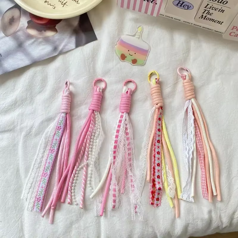 Porte-clés en dentelle, corde tressée, pendentif à breloque, mode Simple, sac assorti, décoration, accessoires bijoux