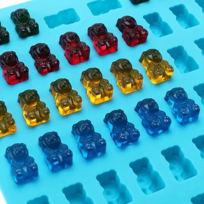 Moule ours gommeux en Silicone, 50 grilles, mignon ours, gelée, avec compte-gouttes, bonbons, chocolat, Fondant, outils de décoration de cuisson, DIY