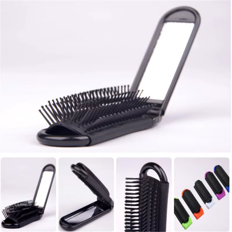 Brosse à cheveux pliante avec miroir, peigne de voyage professionnel Portable pour femmes et hommes, brosse de Massage antistatique, outils de coiffure