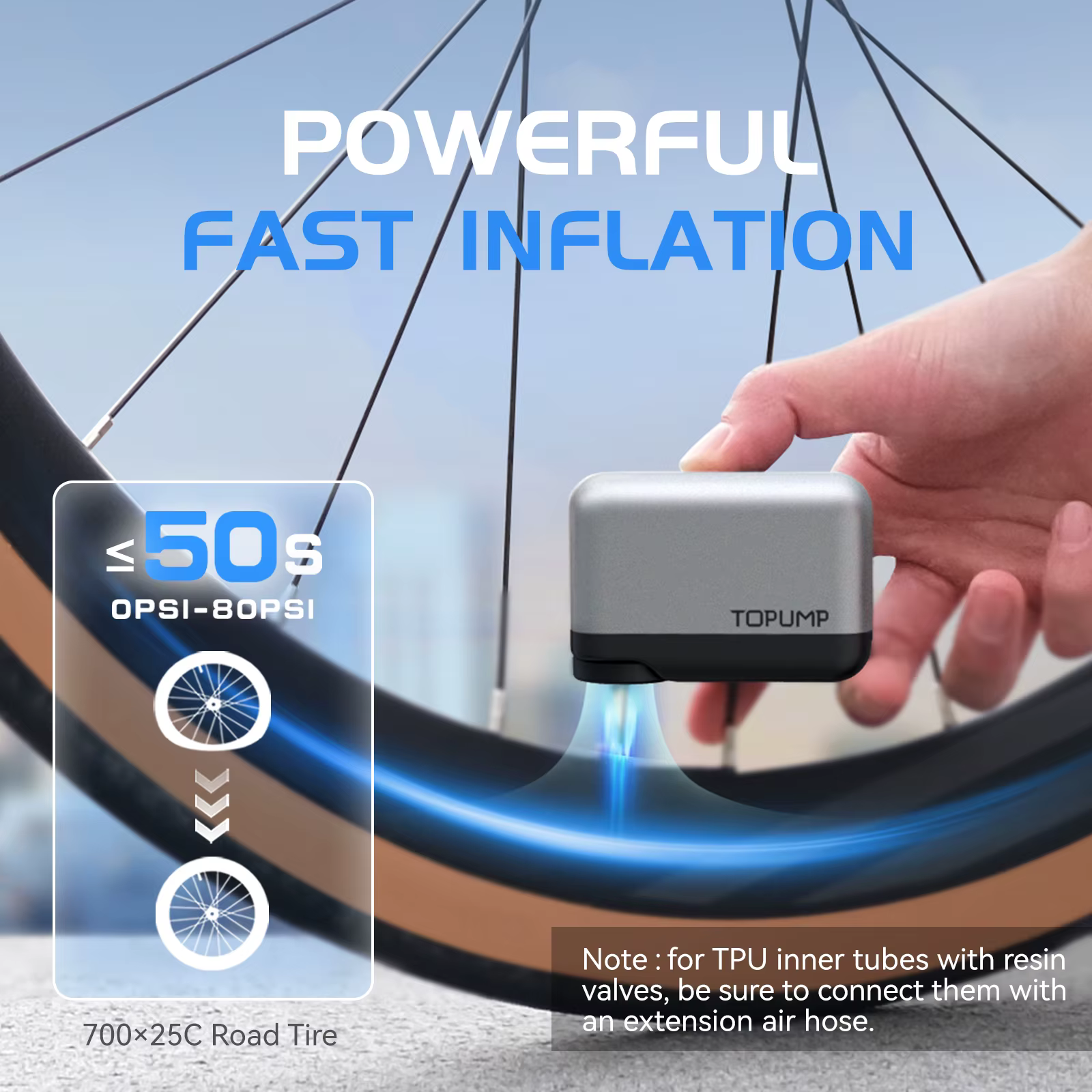 Mini pompe à vélo gonfleur de pneus 120PSI batterie Rechargeable maximale accessoires
