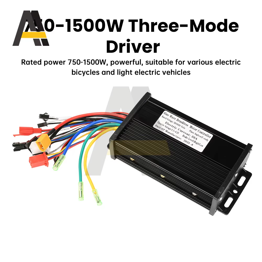Contrôleur de moteur sans balais à onde sinusoïdale 36V 48V 30A 750W 1000W 1500W pour vélo électrique + Kit d'affichage