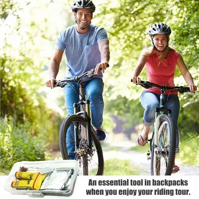 Kit de réparation de vélo professionnel, ensemble de patchs vulcanisants pour fixation de crevaison de tubes de vélo d'urgence sur vélos de route/montagne