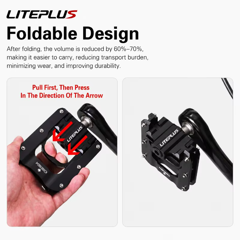 Pédales de vélo pliantes LITEPLUS à 3 roulements