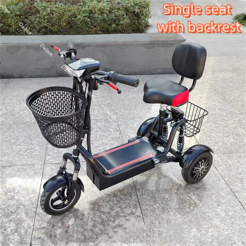 Petit Tricycle électrique pliable à double moteur avec dossier pour homme et famille