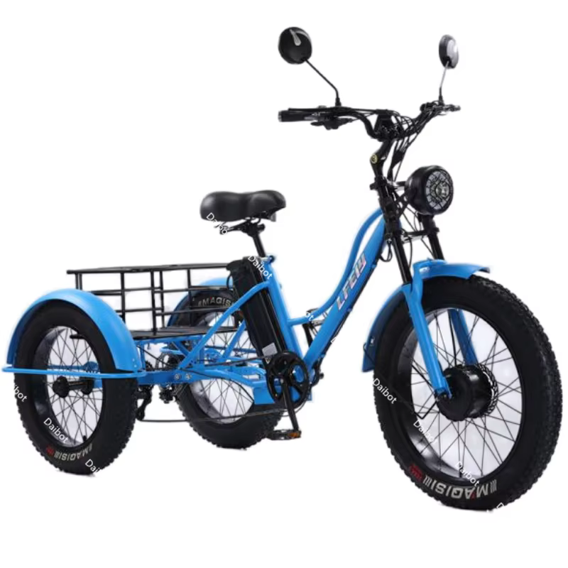 Nouveau vélo électrique familial Cargo 3 places pour adultes avec siège arrière tout Terrain 750W 48V Tricycle
