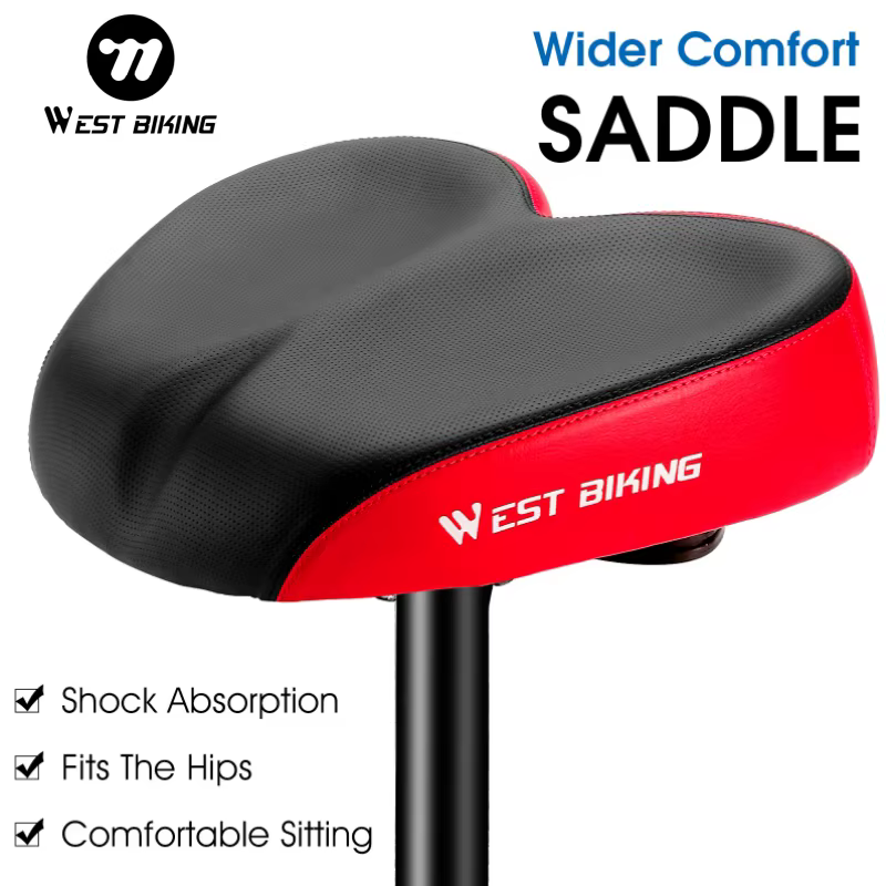 WEST BIKING Selle de vélo élargir épaissir respirant doux ergonomique cyclisme voyage siège confortable équipement