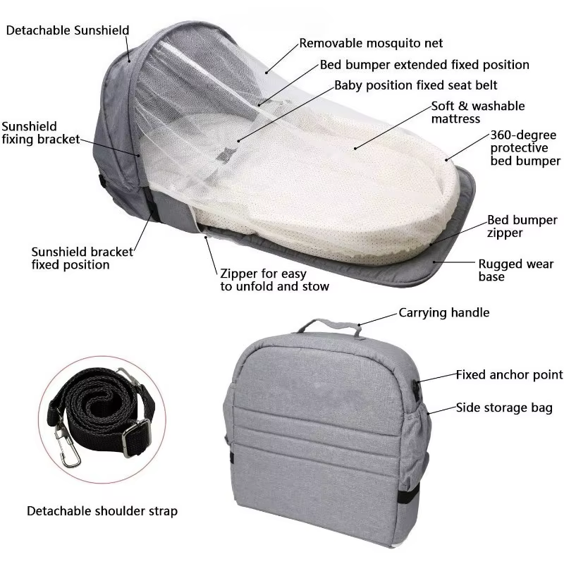 Berceau pour nouveau-nés, lit de voyage pour bébé avec filet, nid pliable pour bébé, moustiquaire, sac de couchage pour nourrissons, nid de couchage pour nouveau-nés