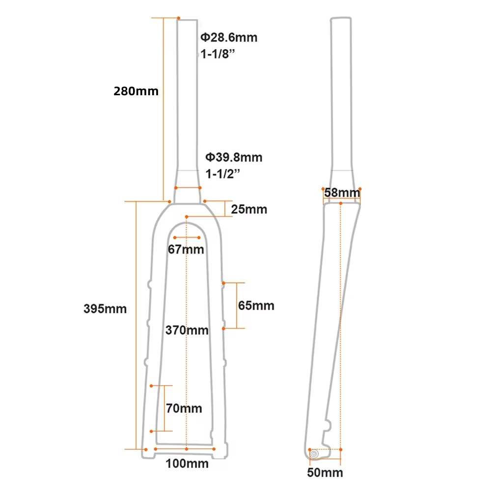 Fourche de vélo de route ultralégère entièrement en carbone