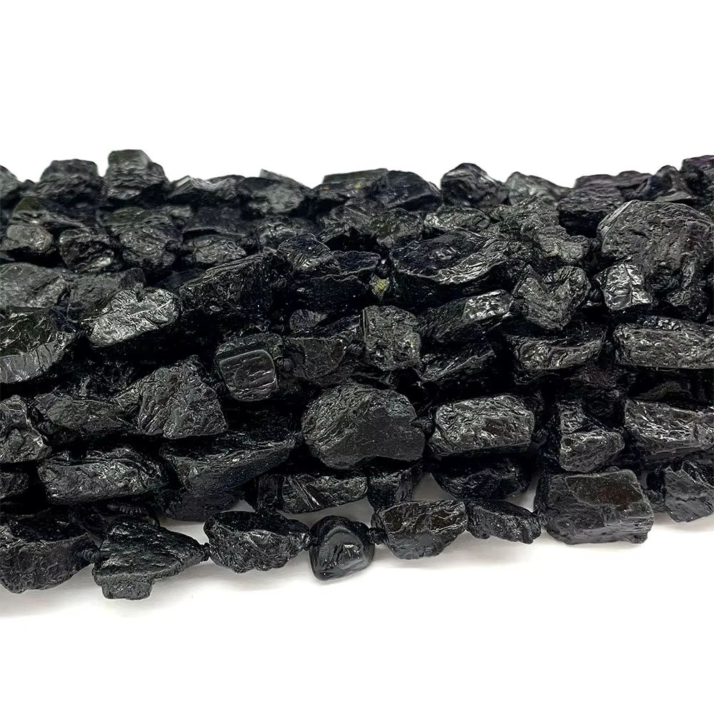 Veemake – pépite de Tourmaline noire minérale brute naturelle, forme libre, perles à facettes amples, rugueuses et mates, 08348