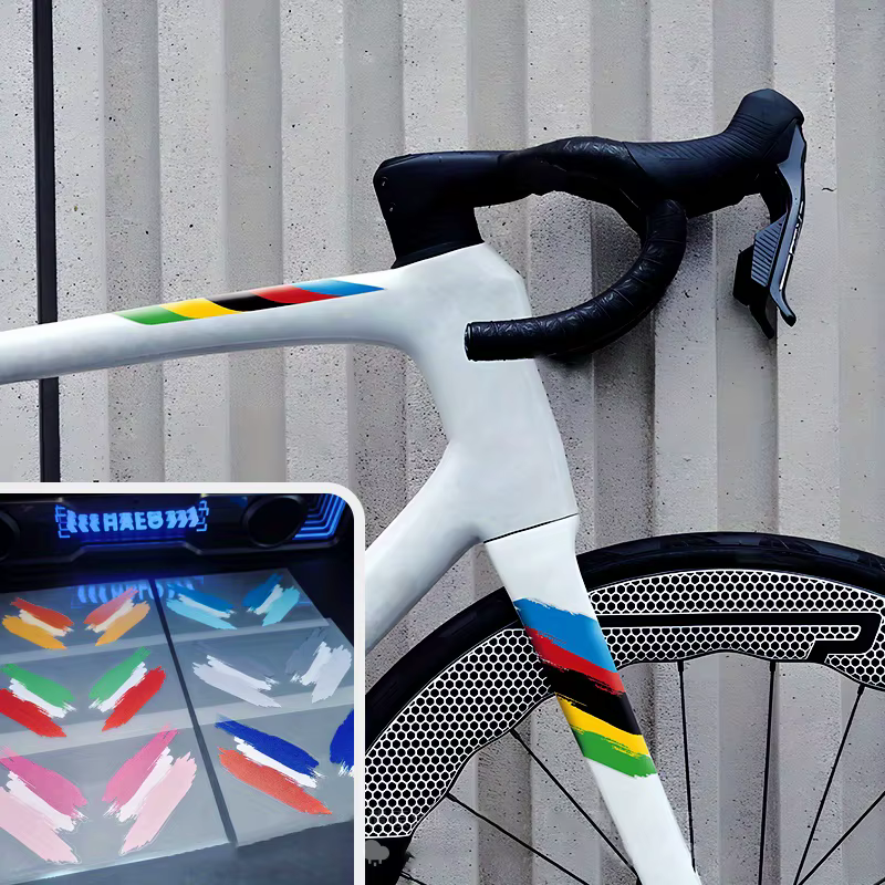 Lot de 2 autocollants créatifs arc-en-ciel pour vélo
