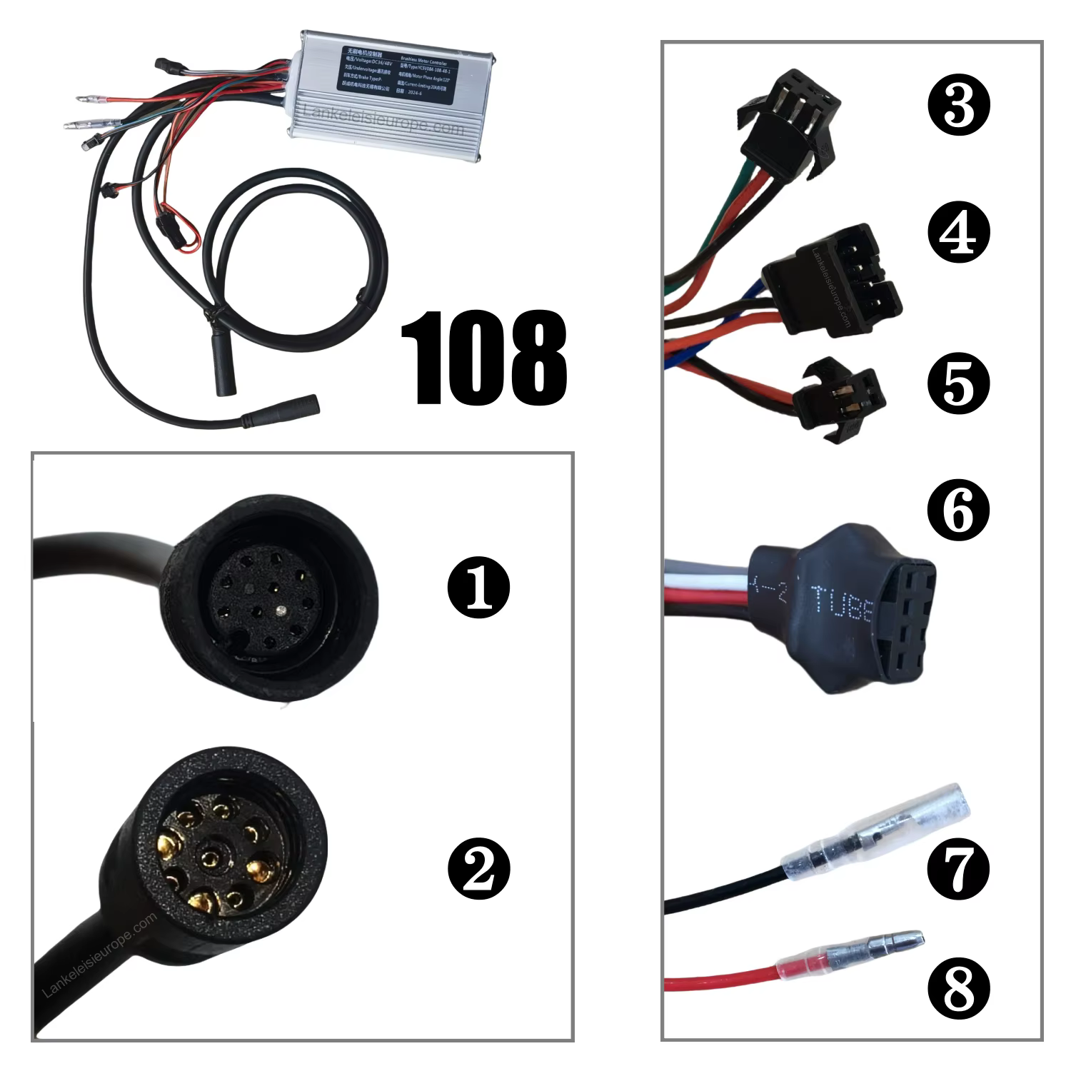 Contrôleur d'origine YCSV084-108-48 pour vélo électrique Lankeleisi