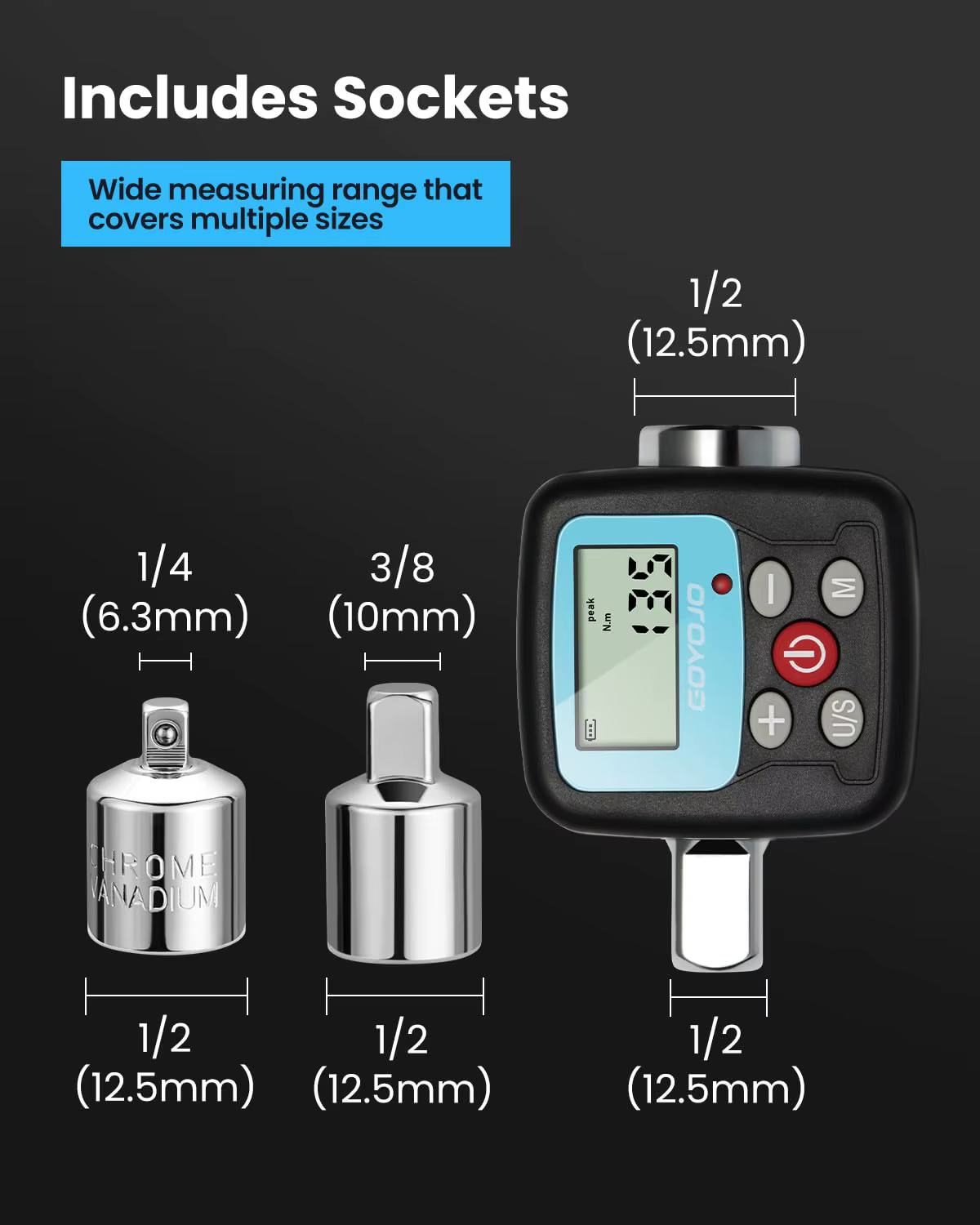 Clé dynamométrique numérique professionnelle 1/4 ''3/8'' 1/2 '', adaptateur de couple électronique, ensemble d'outils manuels pour réparation de vélo et de voiture