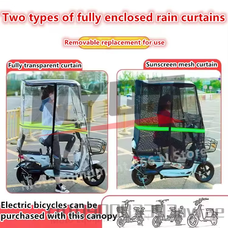 Parapluie vélo électrique/moto auvent Anti-pare-brise pluie rétroviseur Installation