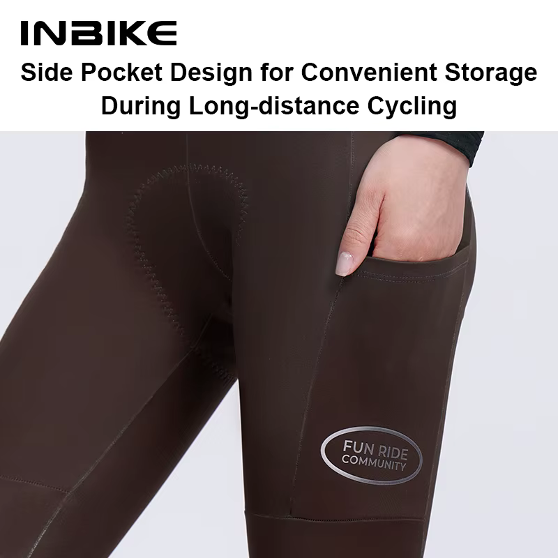 INBIKE automne hiver nouveau Style femmes polaire bavoir pantalon taille haute chaud longue Distance cyclisme