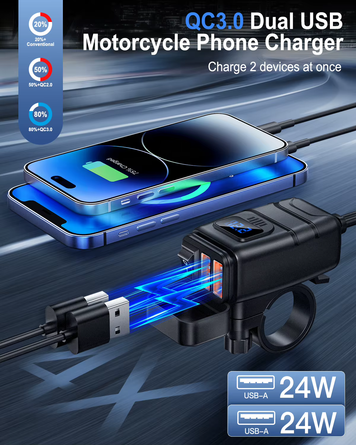 Chargeur de moto pour téléphone
