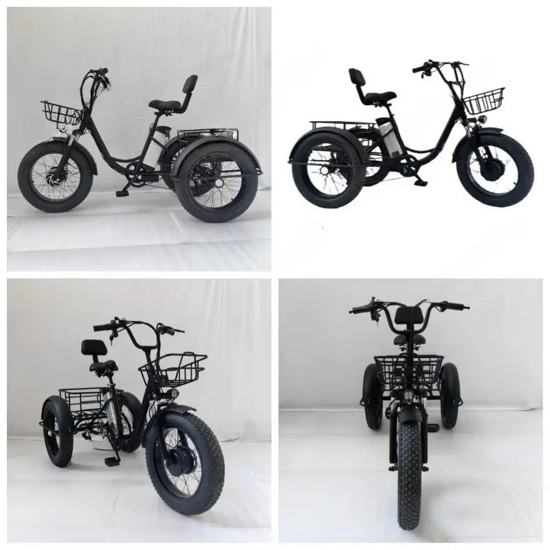 Tricycle électrique à pédales avec pneus larges de 20 pouces