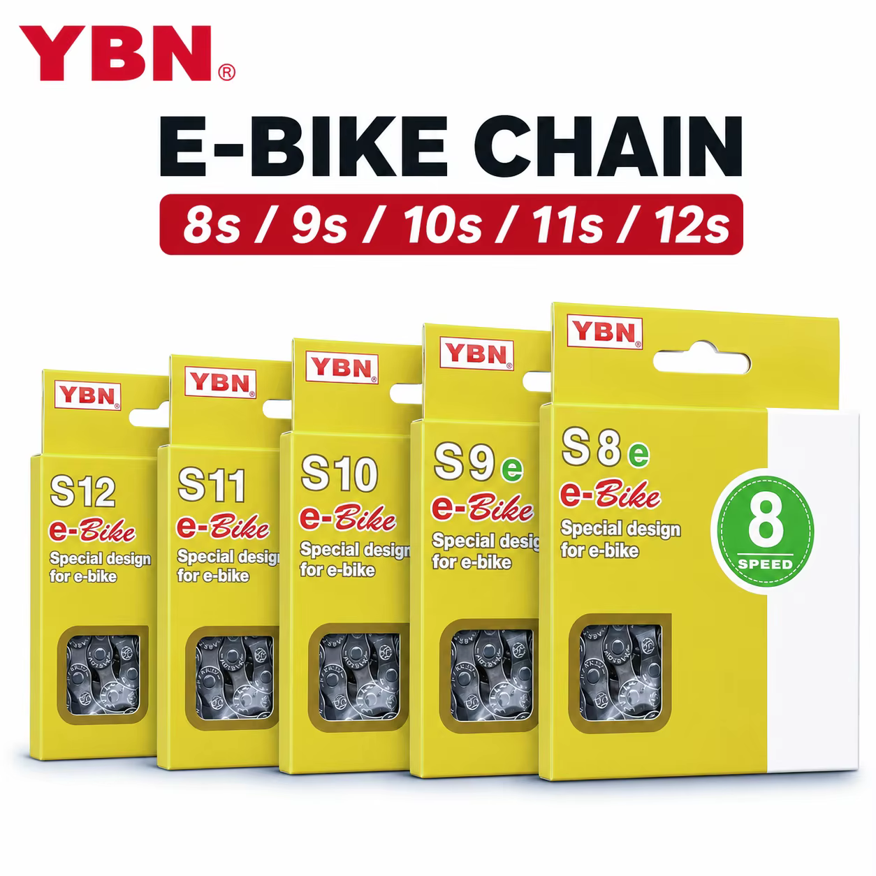 Chaîne de vélo électrique YBN 8/9/10/11/12 vitesses
