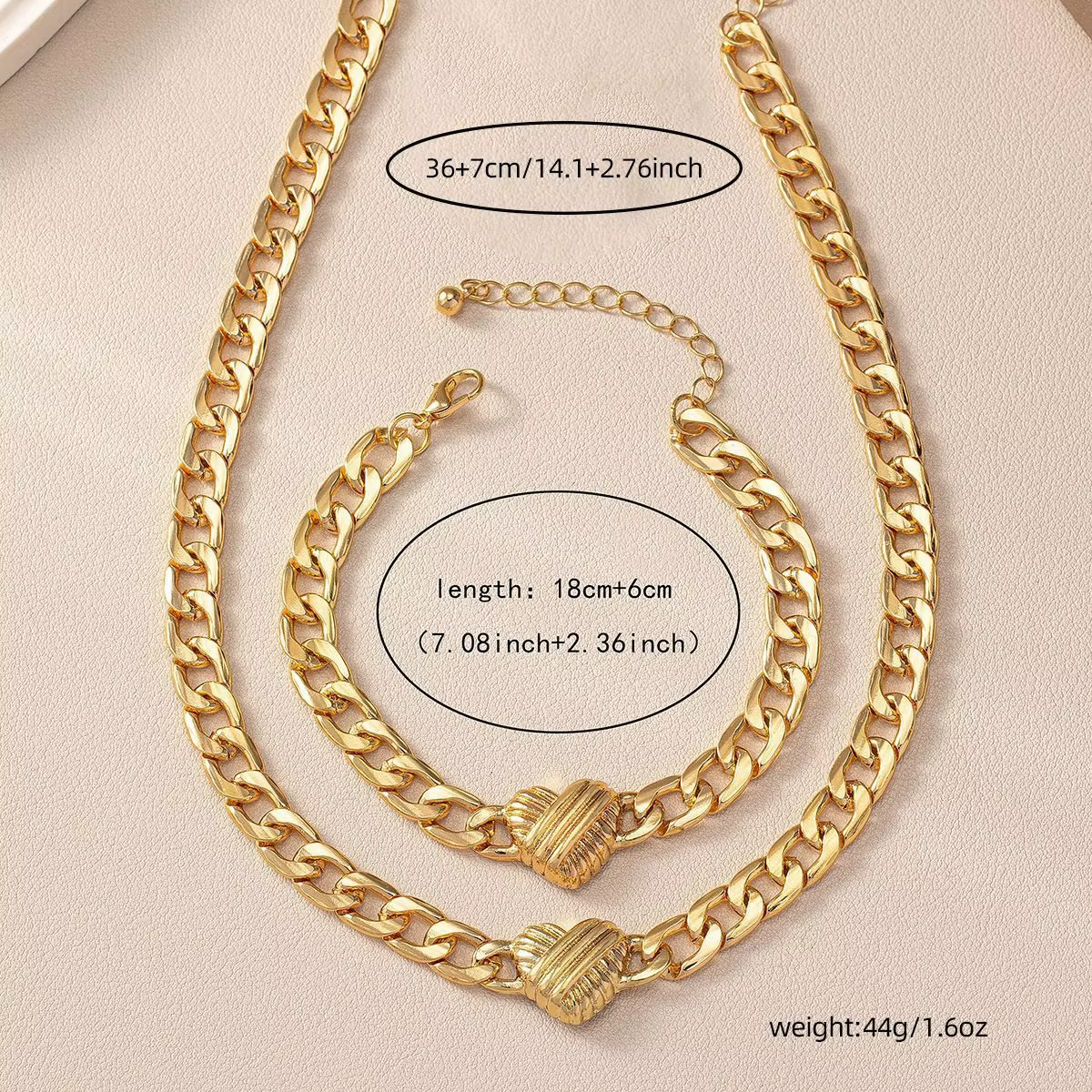 Accessoires de mode - Style rétro polyvalent - Ensemble collier et bracelet en forme de cœur simple - Cadeau idéal pour les rendez-vous galants ou la Saint-Valentin