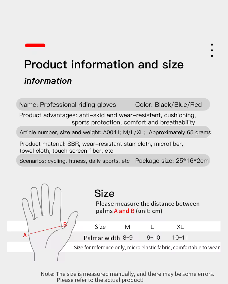 Gants de vélo VILICO à doigts entiers, respirants, antidérapants, rembourrés en SBR, antichocs, pour le VTT/le cyclisme sur route