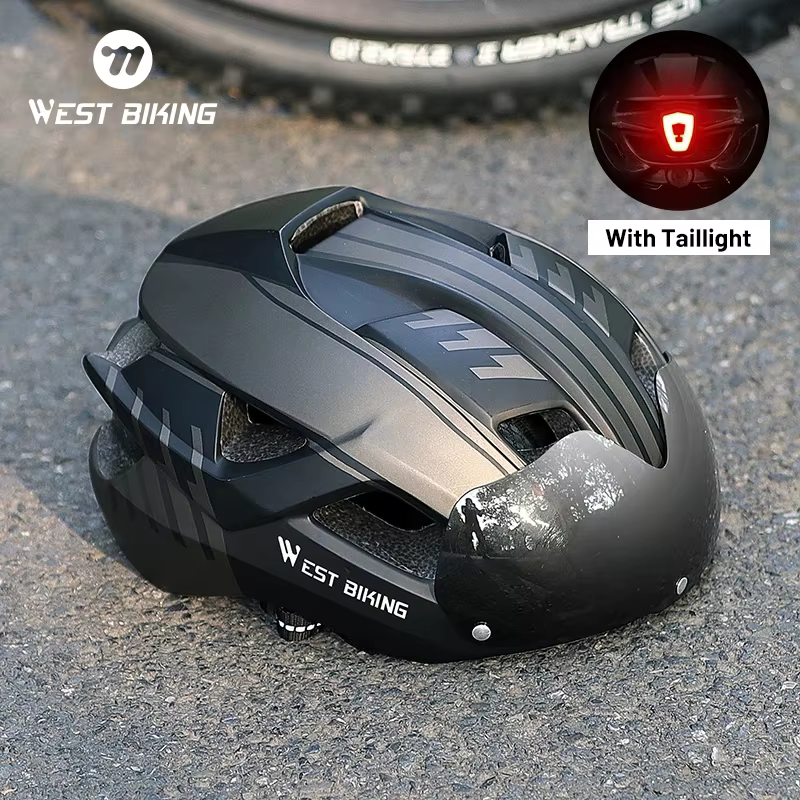 WEST BIKING-Casque de vélo ultraléger avec feu arrière