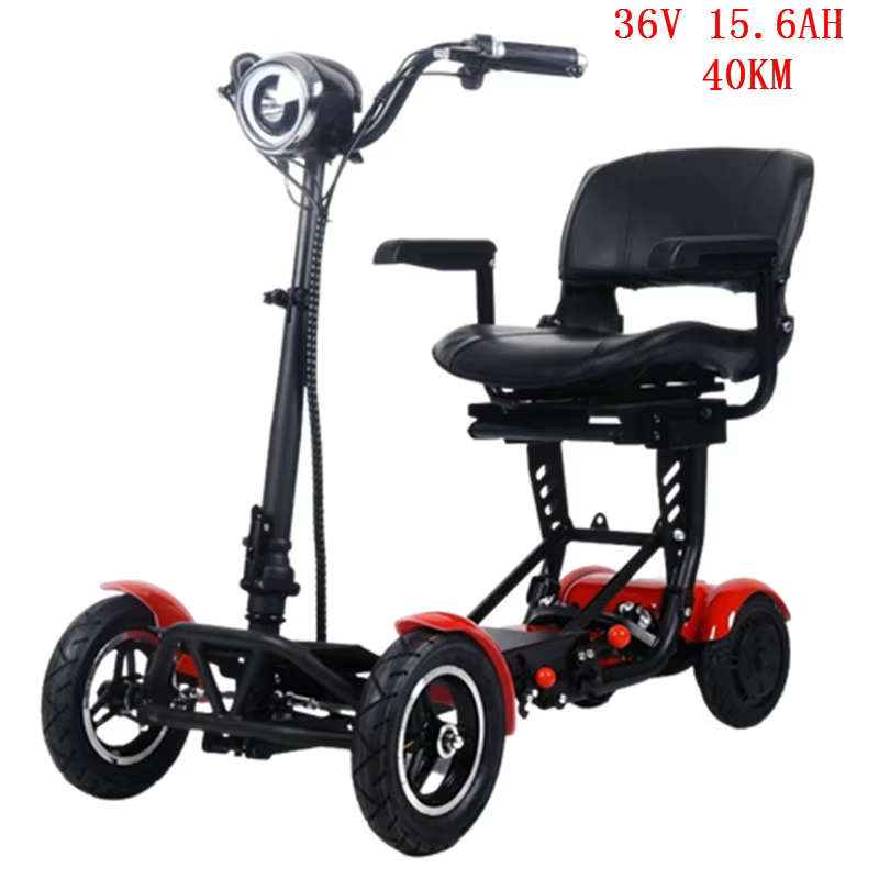 Trottinette électrique pliable à quatre roues pour personnes âgées
