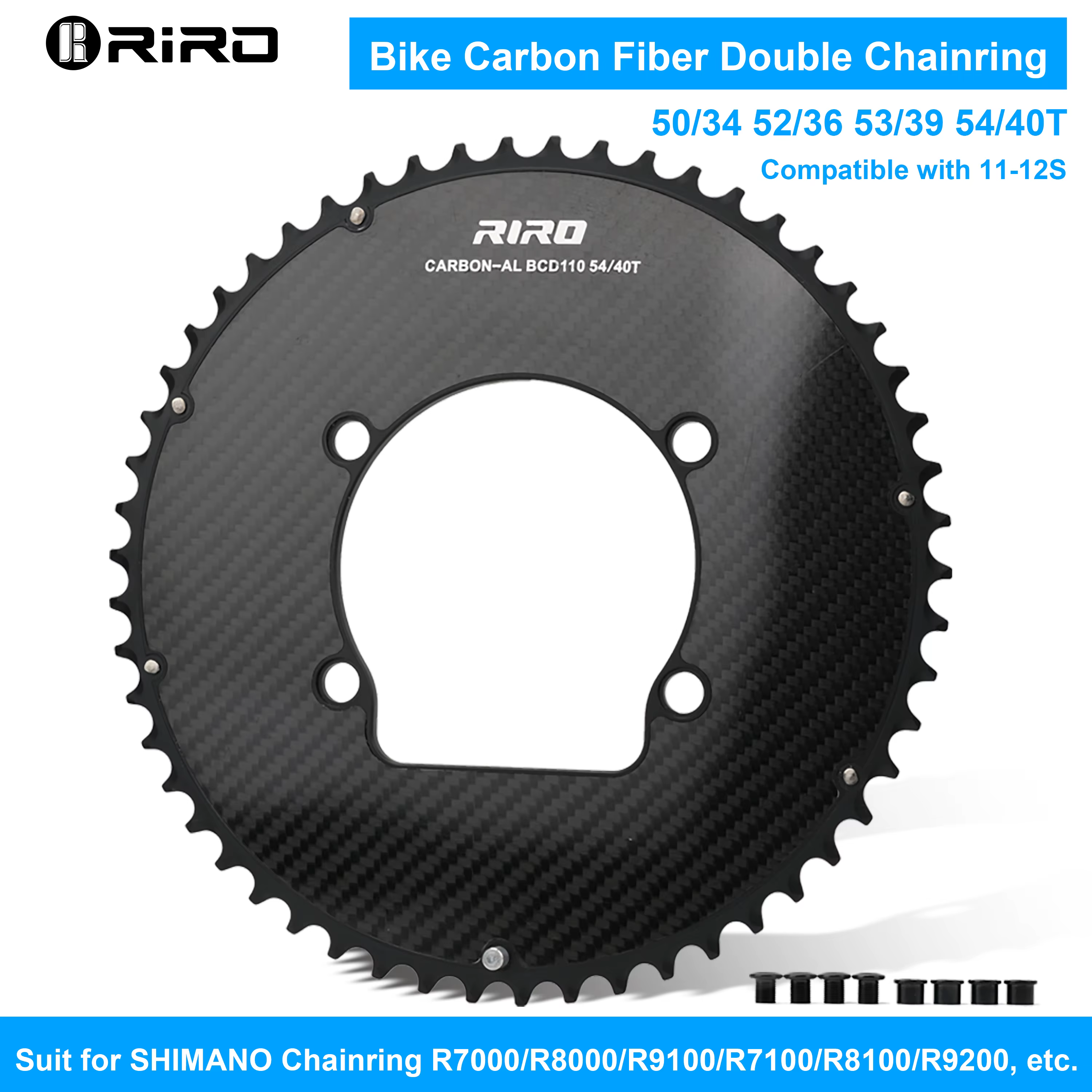 Plateau de pédalier de vélo de route RIRO 110 BCD 50/34 52/36 53/39 54/40T 11/12 vitesses pour Shimano R7000 R8000 R9100 R7100 R8100 R9200