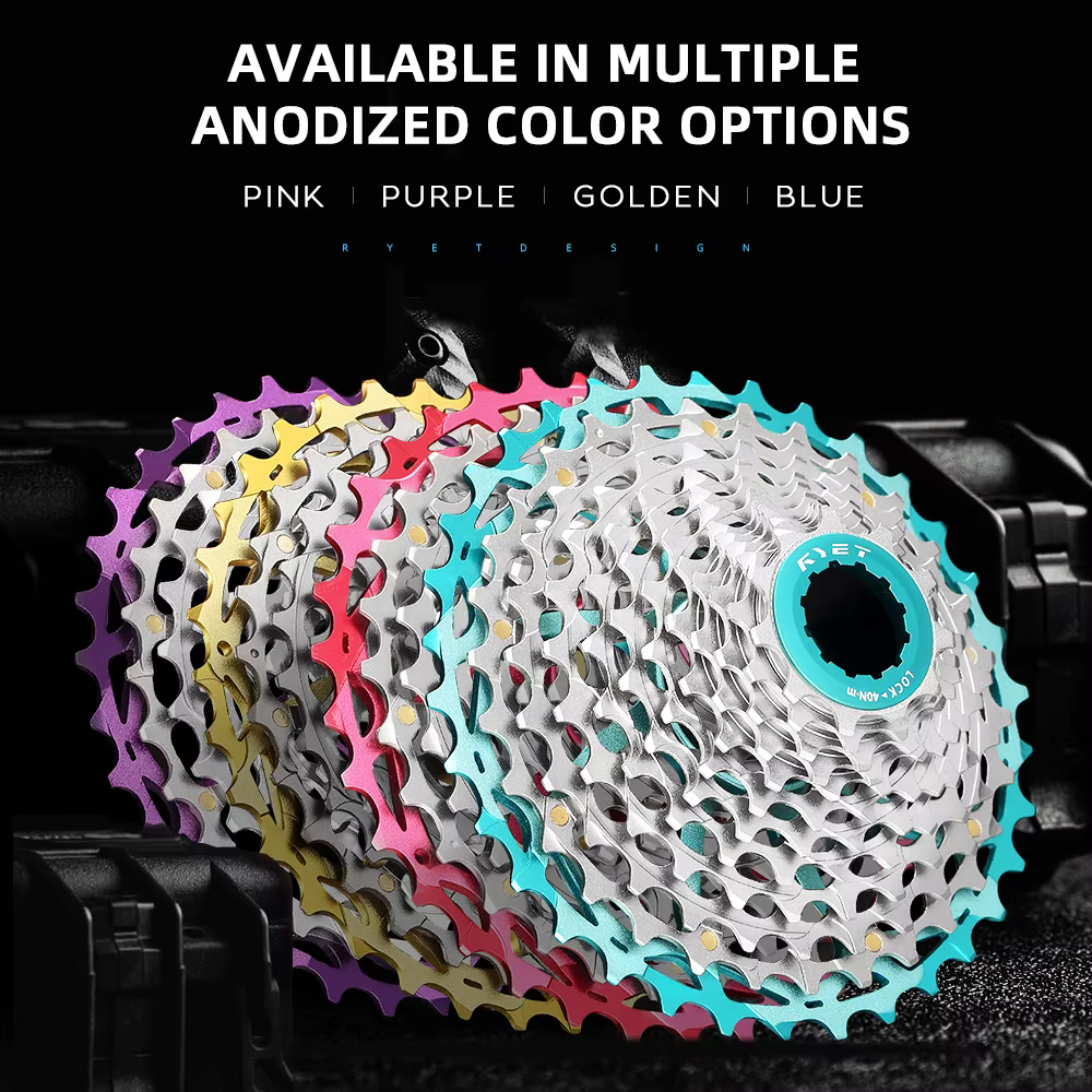 Cassette RYET Ultralégère 230g 11-34T 12S CNC Alu/Acier HG pour Vélo de Route et Gravel Shimano K7
