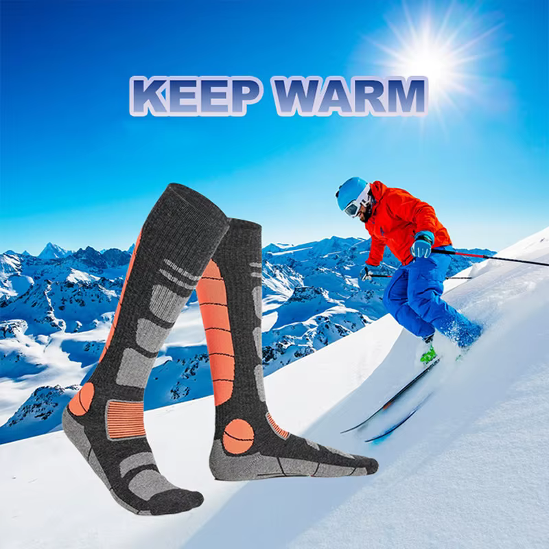 Chaussettes de cyclisme d'hiver mérinos sport Snowboard laine Ski randonnée Ski bas hommes femmes genou haute chaussette thermique