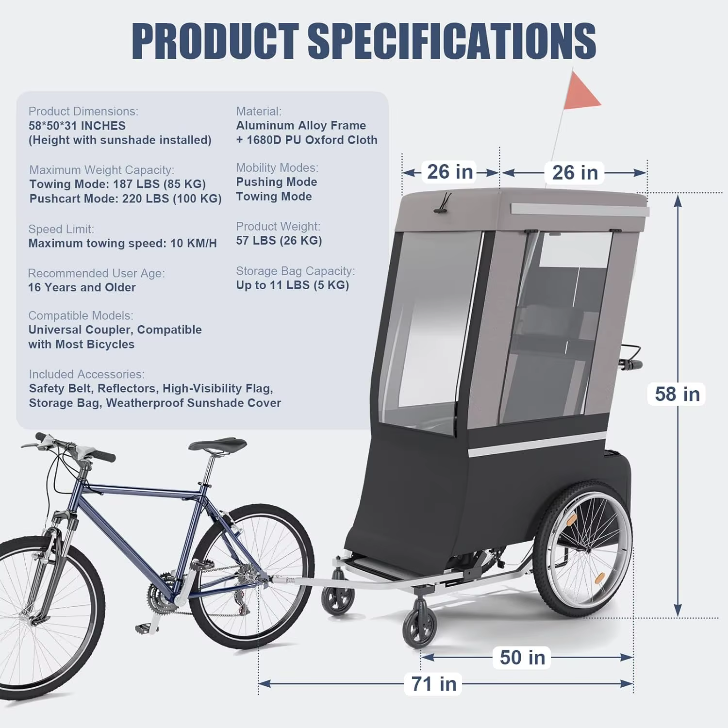 Remorque de vélo pliable 2 en 1