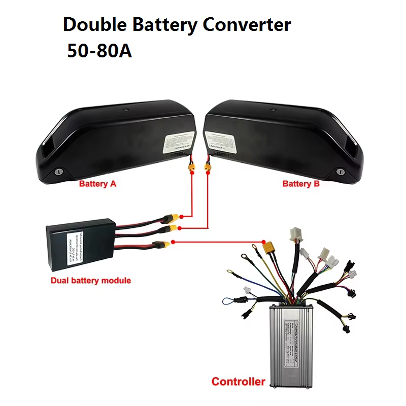 Convertisseur de décharge double batterie pour vélo électrique 24-72VDC