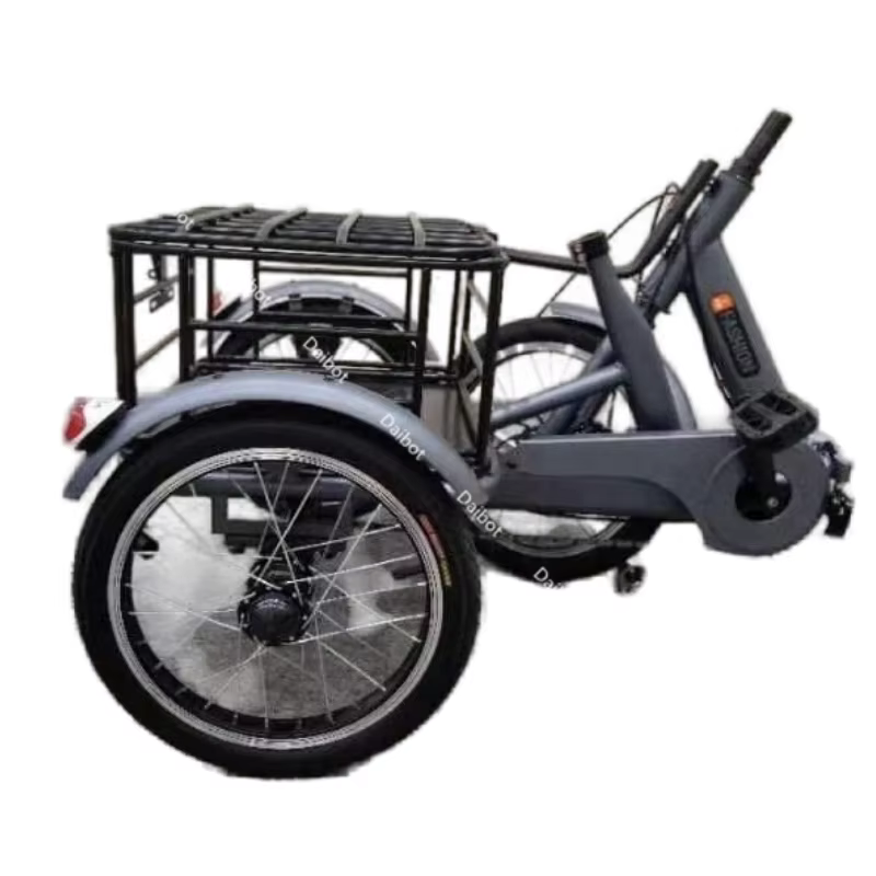 Tricycle électrique Cargo pliant longue portée avec panier tout Terrain adulte pour la famille 400W vélo