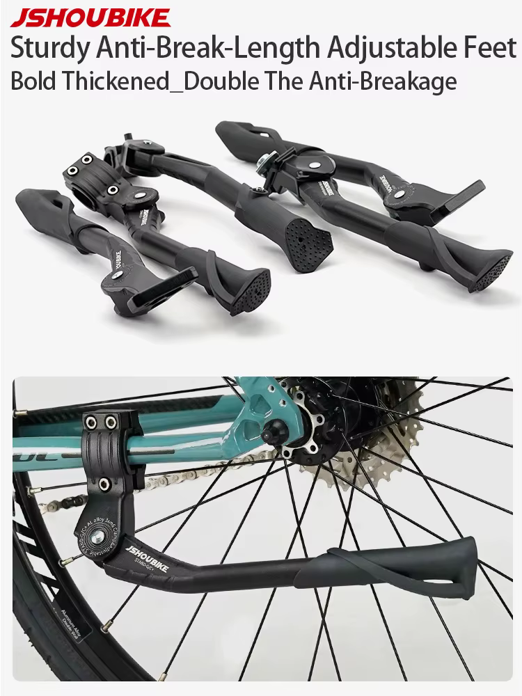 JSHOUBIKE béquille de vélo réglable en alliage d'aluminium vtt/neige/vélo pliant/vélo électrique repose-pieds latéral