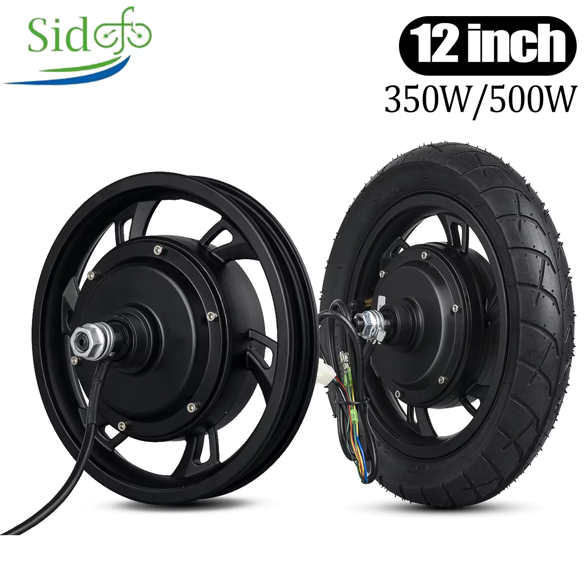 Roue arrière de Scooter de moteur de moyeu sans engrenage sans brosse de 12 pouces avec pneu 36V350W 48V500W