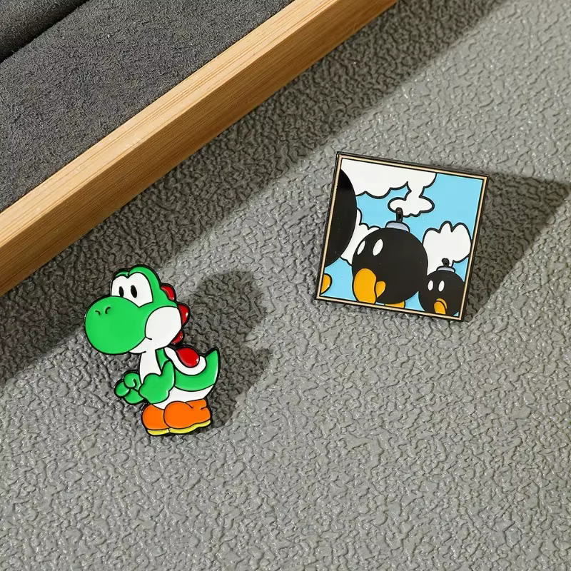 Broche Super Mario Yoshi Anime Créative, Épingles de Décoration pour Sac, Décoration de Sac à Dos, Accessoires de Revers en Émail Drôles et de Dessin Animé, Cadeaux