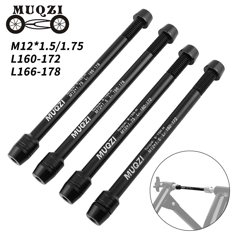 MUQZI Axe traversant pour simulateur de vélo d'intérieur, filetage M12x1.0/1.5/1.75, pour plateforme de cyclisme, axe de vélo, fourche et moyeu avant/arrière